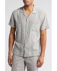 Rails - Waimea Stripe Short Sleeve Linen Blend Camp Shirt - Lyst