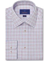 David Donahue - Trim Fit Check Royal Oxford Dress Shirt - Lyst