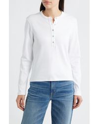 Mavi - Long Sleeve Stretch Cotton Henley - Lyst