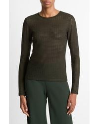 Vince - Shadow Grid Long-Sleeve Top - Lyst