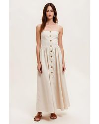 Modenaire - Button Front Midi Dress With Spaghetti Straps And Side Pockets - Lyst