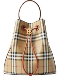 Burberry - Small Check Tb Bucket Bag - Lyst