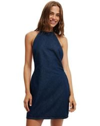 Cotton On - Halter Denim Mini Dress - Lyst