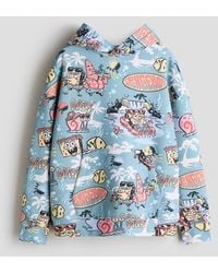 H&M - Brushed-Inside Printed Hoodie - Lyst
