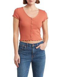 Madewell - Rib Button Front V-neck T-shirt - Lyst