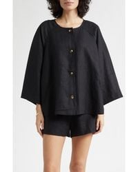 Posse - Olivia Flare Linen Button-Up Top - Lyst