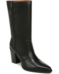 Franco Sarto - S Jaxon Mid Calf Heeled Boot Black Leather 9 M - Lyst