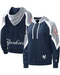 Women's Starter Navy New York Yankees Vintage Full-Zip Hoodie