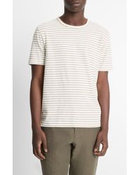 Vince - Striped Linen-Cotton T-Shirt - Lyst