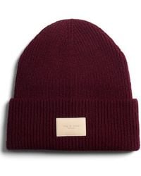 Rag & Bone - Blake Logo Patch Wool Blend Rib Beanie - Lyst