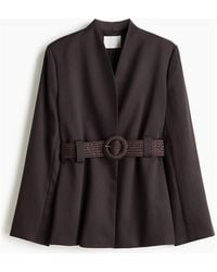 H&M - Belted Lapelless Blazer - Lyst