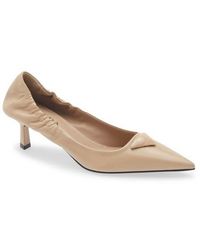Prada - Triangle Logo Pointed Toe Pump - Lyst