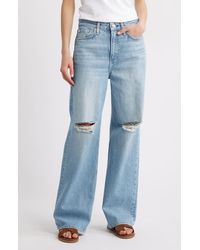 Rag & Bone - Logan Distressed Mid Rise Wide Leg Jeans - Lyst