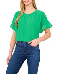 Cece - Flutter Sleeve Georgette Top - Lyst