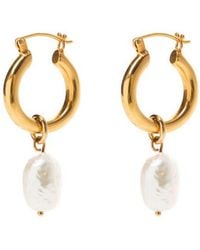freya rose - Mini Hoops With Baroque Pearls - Lyst
