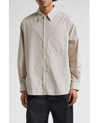 Lemaire - The Double Pocket Relaxed Fit Stripe Button-up Shirt - Lyst