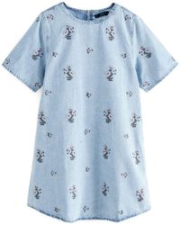 Next - Floral Cross-Stitch Denim Shift Dress - Lyst