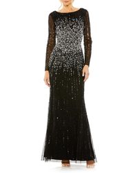 Mac Duggal - Sequin Embellished Bateau Neck Long Sleeve A-line Gown - Lyst
