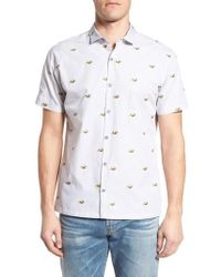 Tori Richard Shade Plant Cotton Lawn Camp Shirt Grey