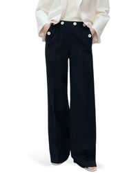 Mango - Contrast Button Straight Leg Pants - Lyst