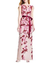 Adrianna Papell - Floral Cascading Column Gown - Lyst