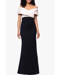 Betsy & Adam - Off The Shoulder Scuba Crepe Gown - Lyst