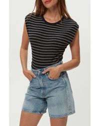 Michael Stars - Joni Crewneck Power Shoulder T-Shirt - Lyst