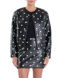 English Factory - Polka Dot Faux Leather Jacket - Lyst