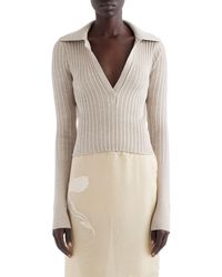 Givenchy - Wool Blend Rib Polo Sweater - Lyst