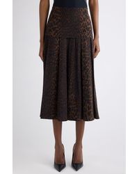 Balenciaga - Leopard Print Pleated Silk Midi Skirt - Lyst