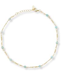 Argento Vivo Sterling Silver - Amazonite Figaro Chain Bracelet - Lyst