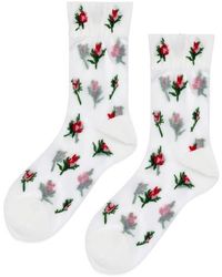 Hansel From Basel - Rosebud Sheer Crew Socks - Lyst