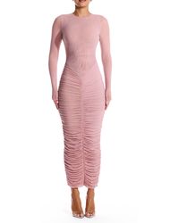 Naked Wardrobe - Meshed It All Up Long Sleeve Maxi Dress - Lyst
