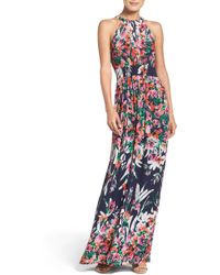 eliza j pleated chiffon maxi dress