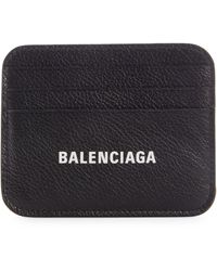 Balenciaga - Cash Logo Leather Card Holder - Lyst