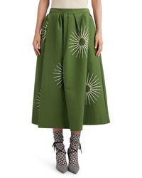 Dries Van Noten - Sunburst Embroidered Cotton Poplin Midi Skirt - Lyst