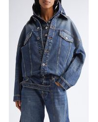 Jean Paul Gaultier - Hooded Double Layer Denim Jacket - Lyst