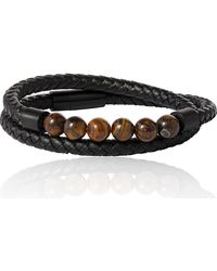 Lucky Brand - Tiger's Eye Beaded And Leather Wrap Bracelet - Lyst