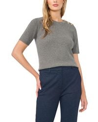 Halogen® - Button Shoulder Rib Short Sleeve Sweater - Lyst