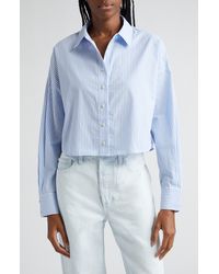 FAVORITE DAUGHTER - The Crop Stripe Cotton Button-up Shirt - Lyst
