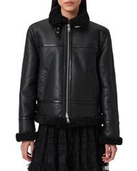 AllSaints - Lorel Leather & Genuine Shearling Flying Jacket - Lyst