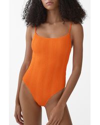 Mango - Textured One-piece Swimsuit - Lyst