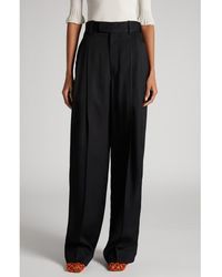 Bottega Veneta - Pleated Viscose & Mulberry Silk Twill Straight Leg Trousers - Lyst