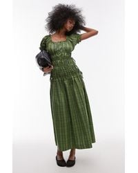 TOPSHOP - Cap Sleeve Shirred Dress With Tie Sides - Lyst