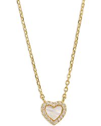 Argento Vivo Sterling Silver - Pavé Mother-of-pearl Heart Pendant Necklace - Lyst