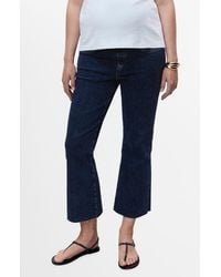 Mango - Over The Bump Raw Hem Crop Flare Maternity Jeans - Lyst