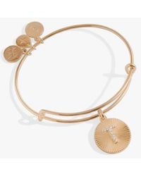 ALEX AND ANI - Pave Starburst Texture Initial Bangle Bracelet - Lyst