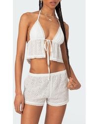 Edikted - Eyelet Tie Front Crop Halter Top - Lyst