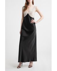 Wayf - Ottilie Lace Bodice Open Back Satin Gown - Lyst