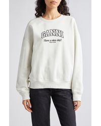 Ganni - Isoli Oversize Organic Cotton Graphic Sweatshirt - Lyst